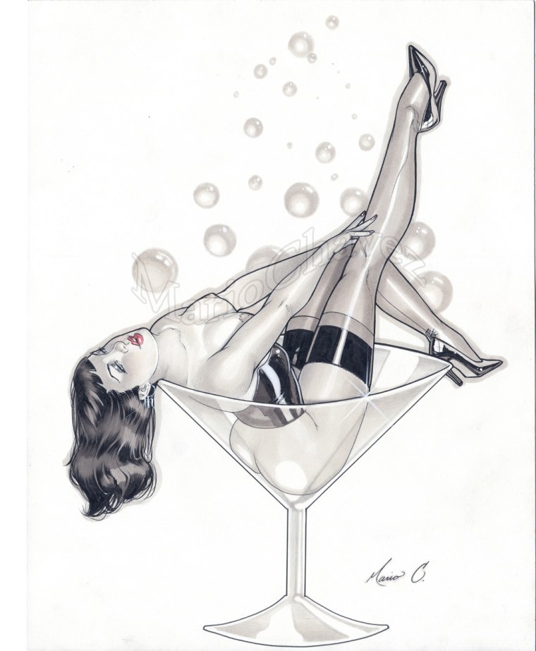 Девушка в бокале рисунок