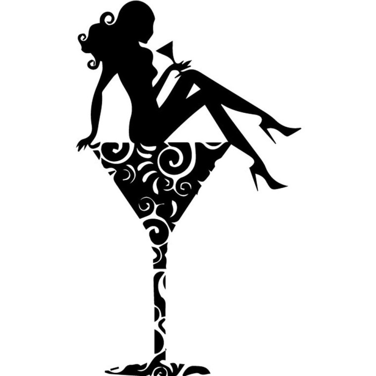 Девушка в бокале мартини арт