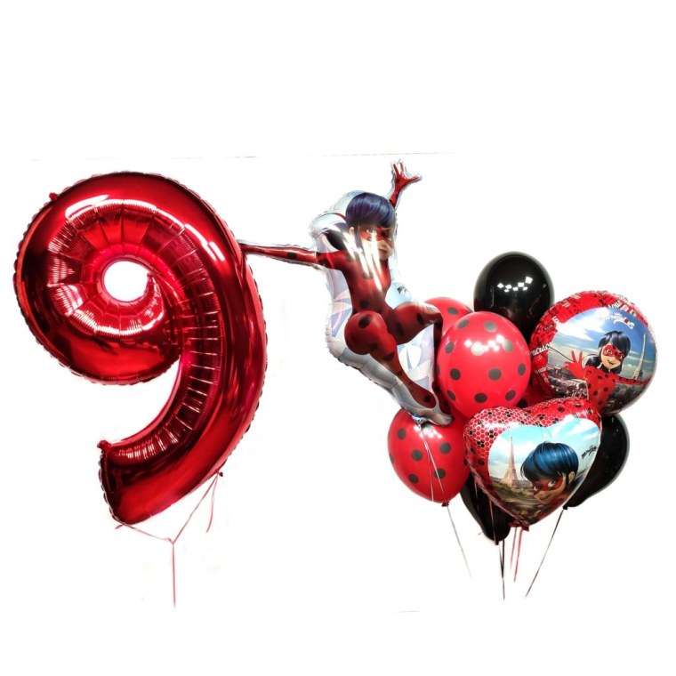 Шары леди баг с цифрой