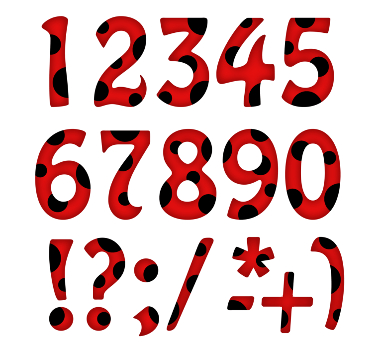 Цифра 1 в стиле леди баг