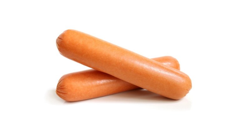 Две сосиски на белом фоне