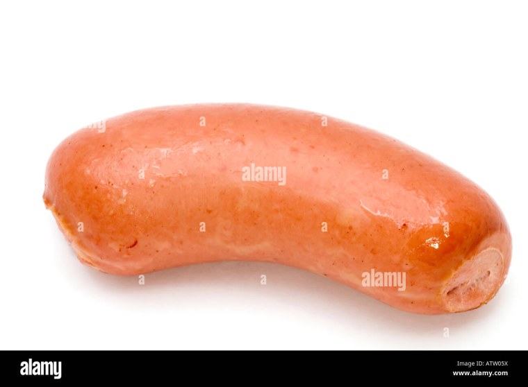 Одна сарделька на белом фоне