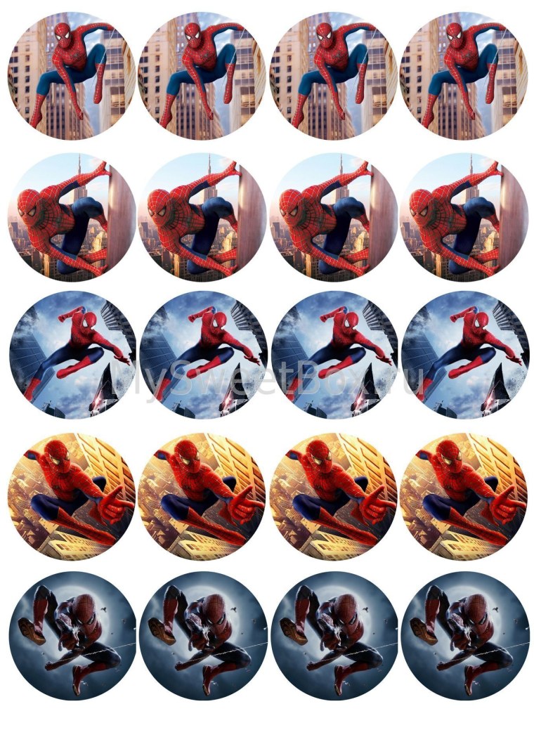 Человек паук для печати на сахарной бумаге на капкейки