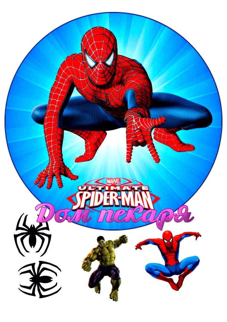 Вафельная печать человек паук