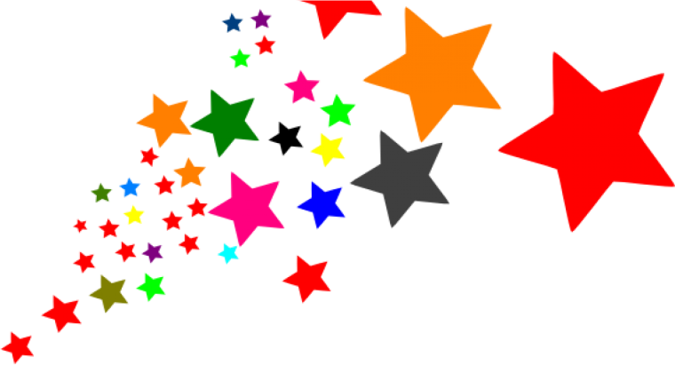 Разноцветные звезды на прозрачном фоне