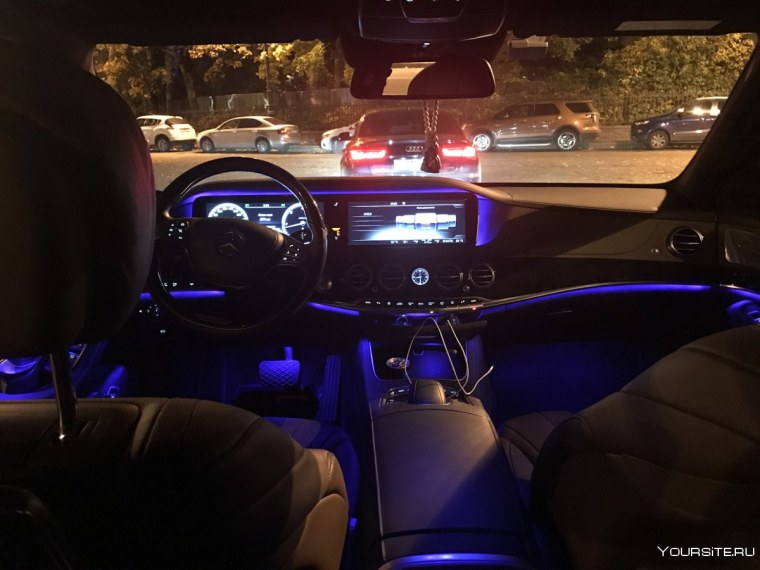 Mercedes Benz s class w222 салон ночью