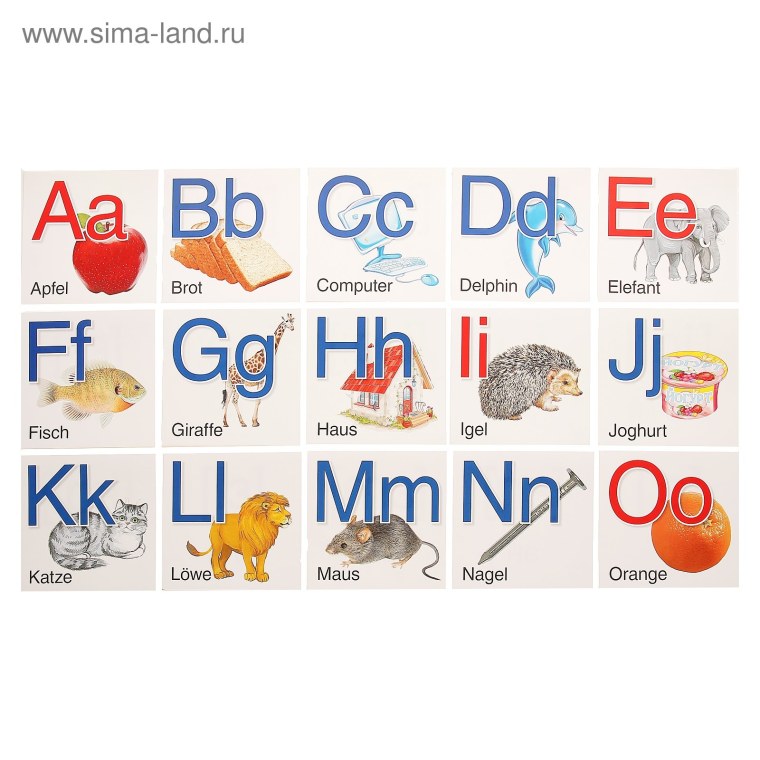 Буквы немецкого алфавита карточки