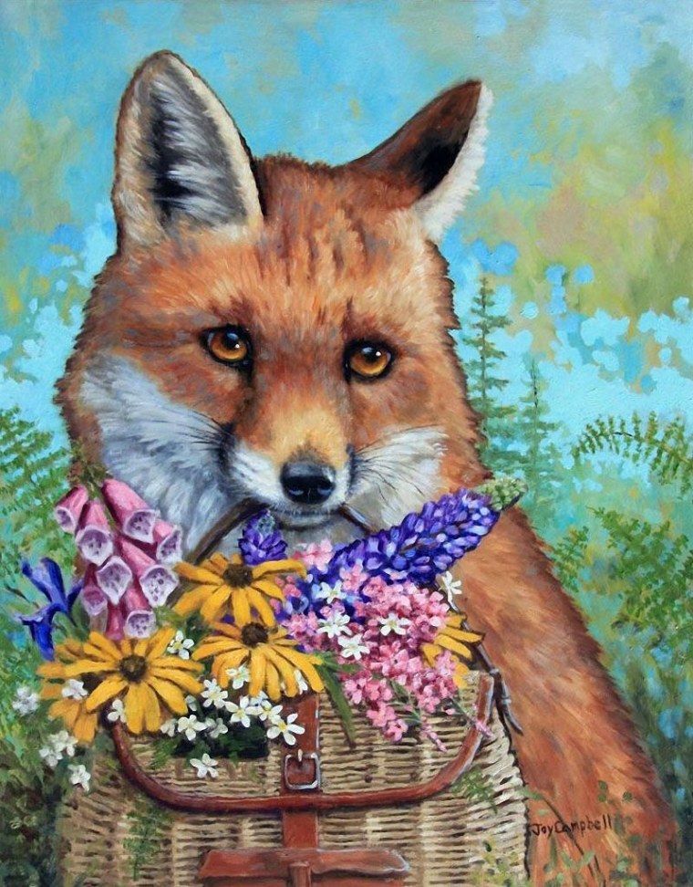 Лиса с цветочком