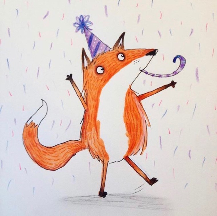 Прикольная лиса нарисованная