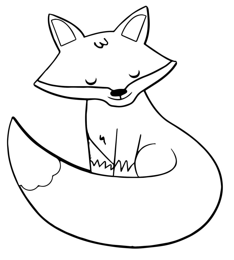 Лиса раскраска для детей