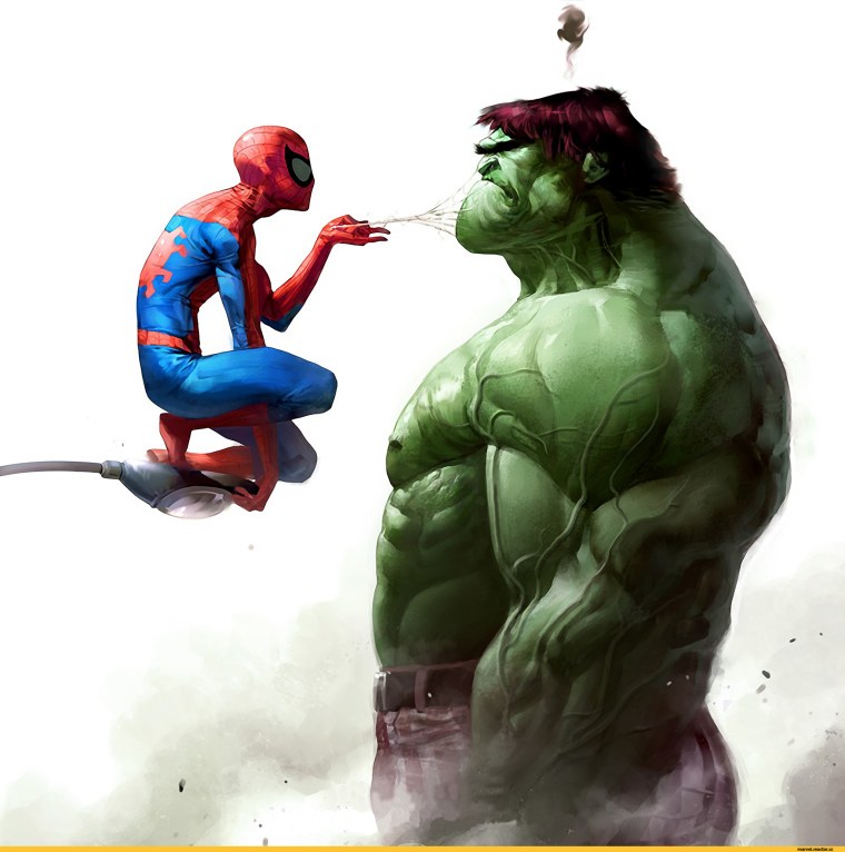 Баннер с человеком пауком и Халком