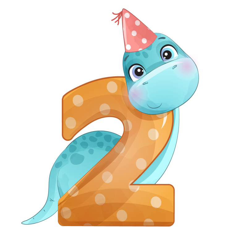 Динозаврик с цифрой