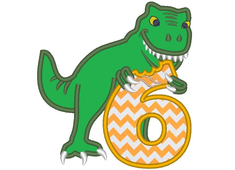 Цифра 6 в стиле динозавров