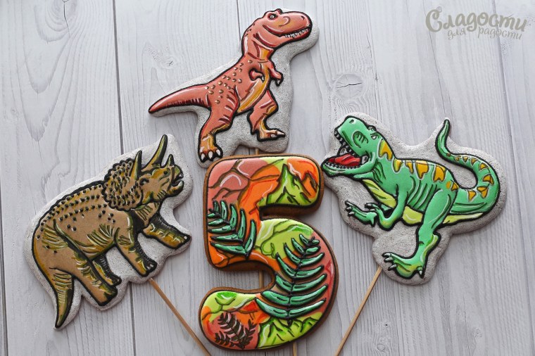 Трафарет динозавра для пряника