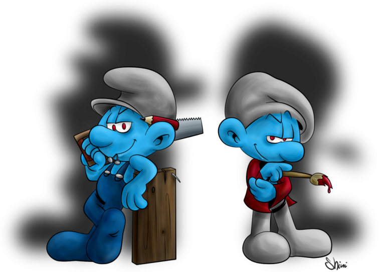 Папа Смурф и Смурфетта арт