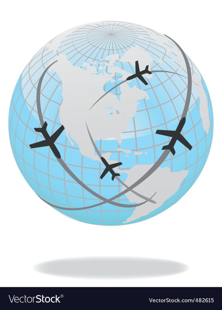 Маршруты самолетов на глобусе