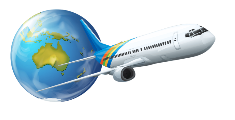 Самолет на фоне земного шара