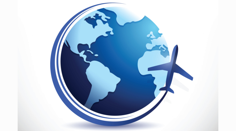 Глобус с самолетом вектор