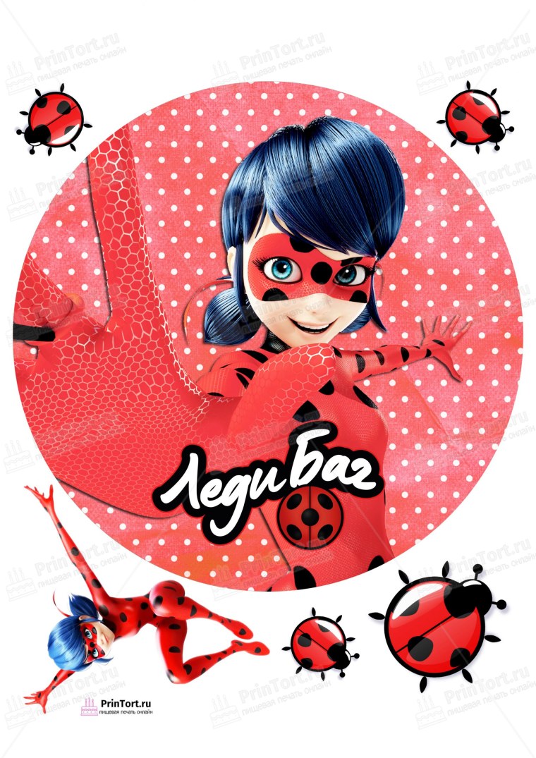 Леди баг на сахарной бумаге