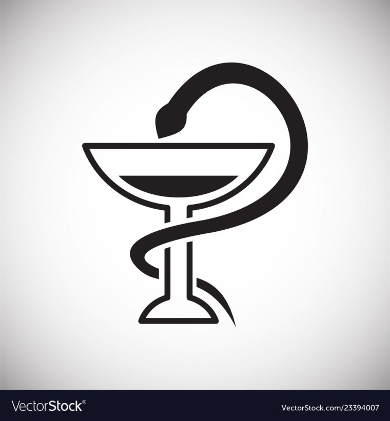 Медицинские чаша со змеей контур