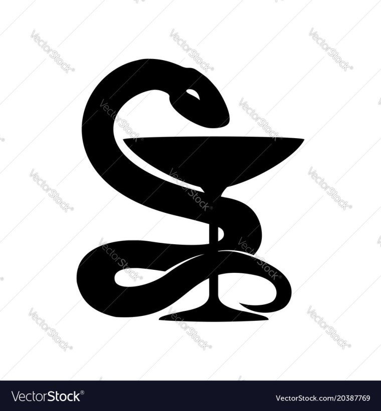 Змея с чашей символ медицины для печати