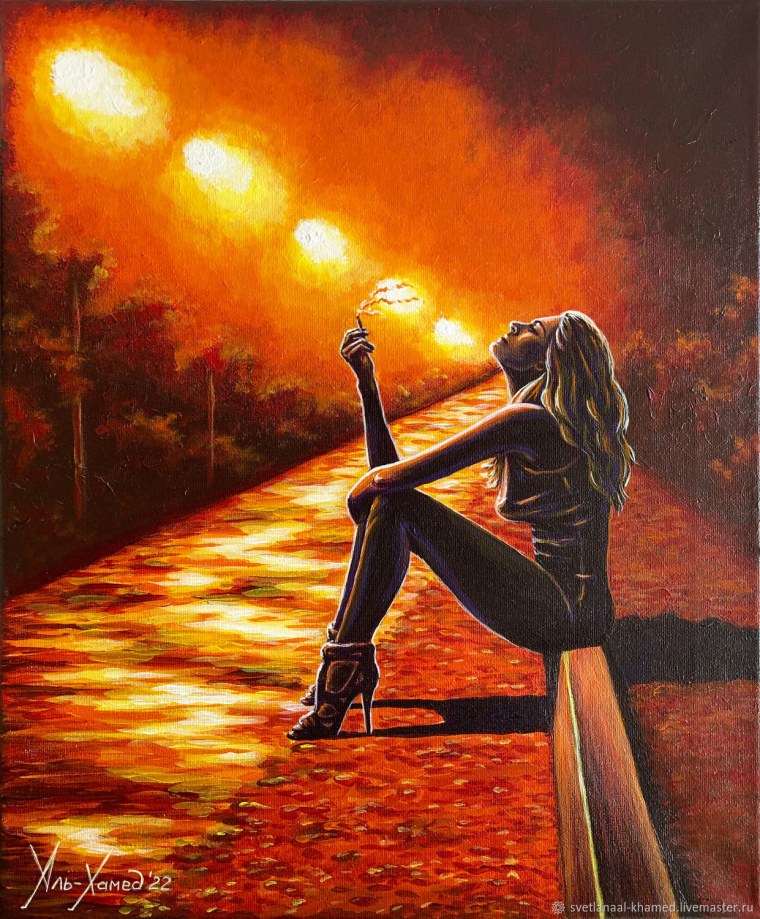 Художница Светлана Аль-Хамед.девушка под дождем