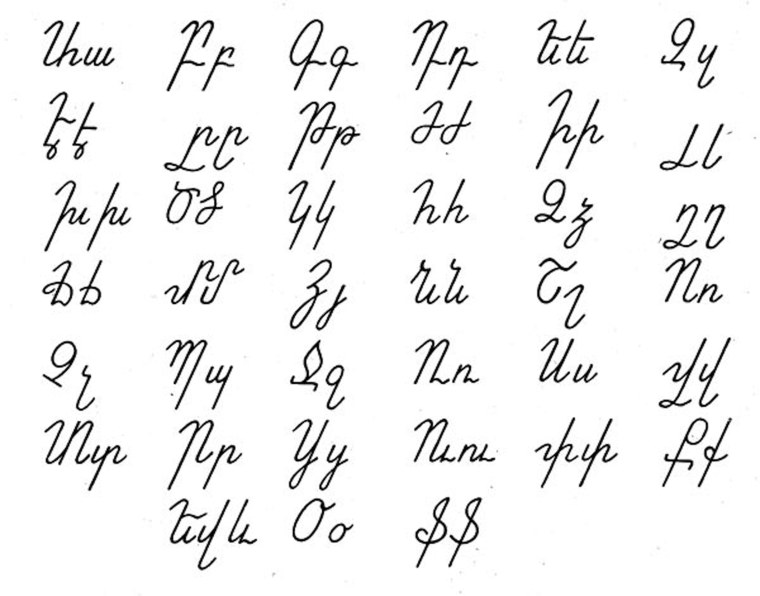 Армянский алфавит прописные буквы