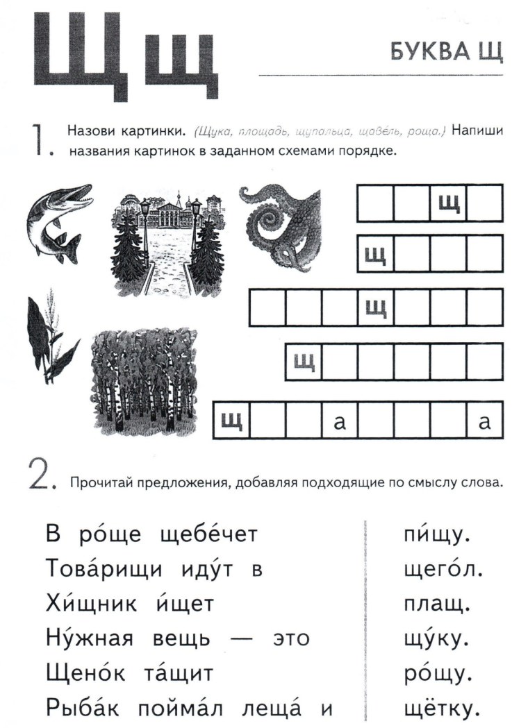 Буква щ задания для дошкольников