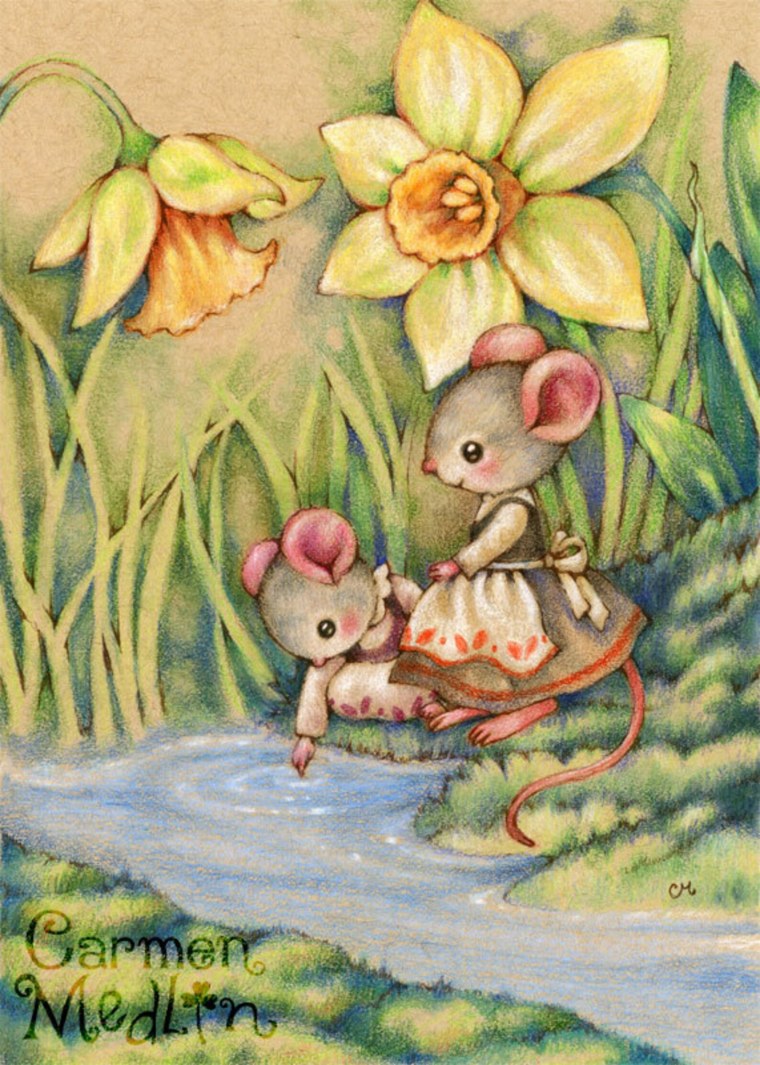 Мышка цветными карандашами