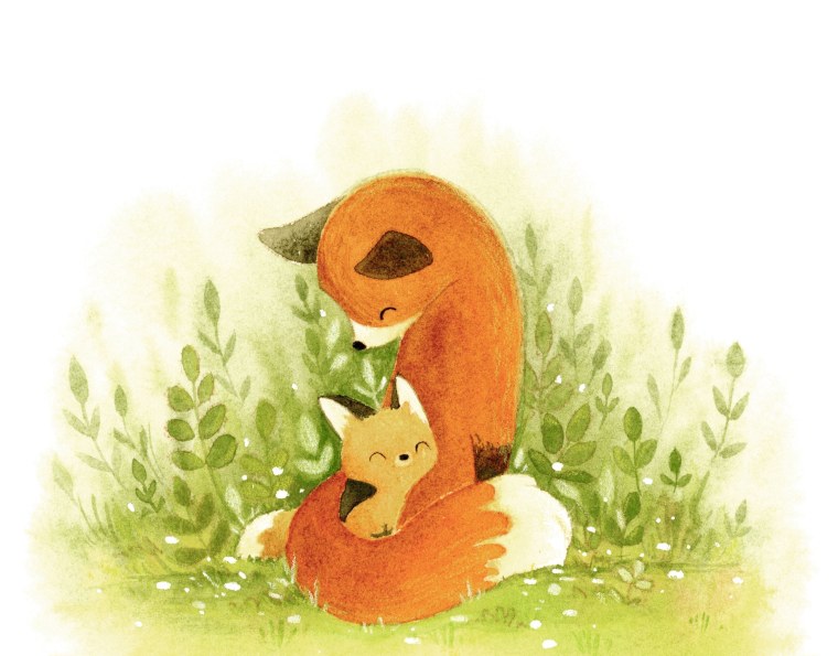 Лисичка акварель для детей