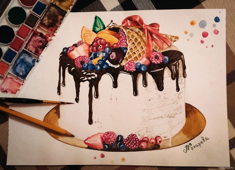 Торт с тематикой рисование