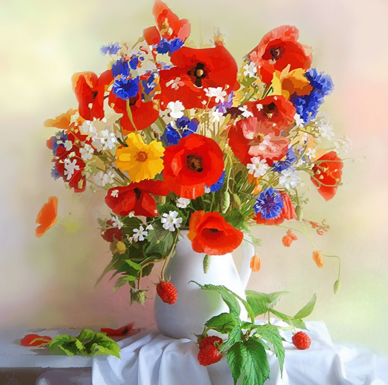 Красивый букет маков