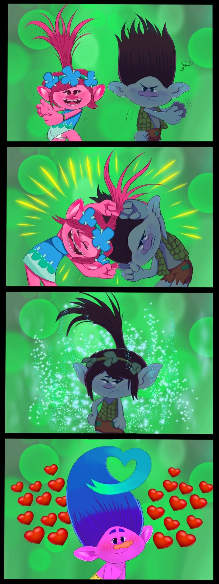 Тролли Розочка и Цветан любовь