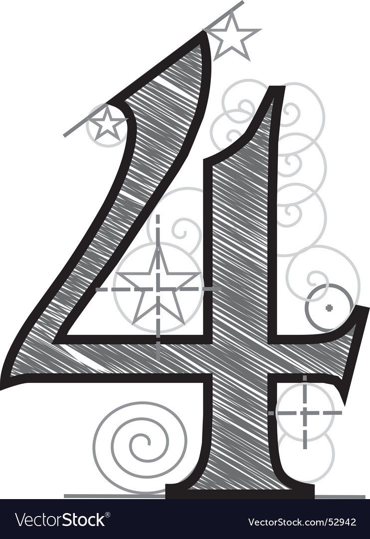 Цифра 4 красивым шрифтом