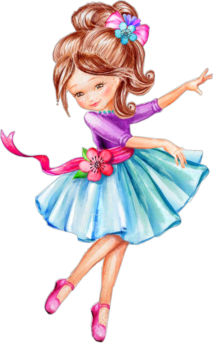 Мультяшная девочка в розовом платье