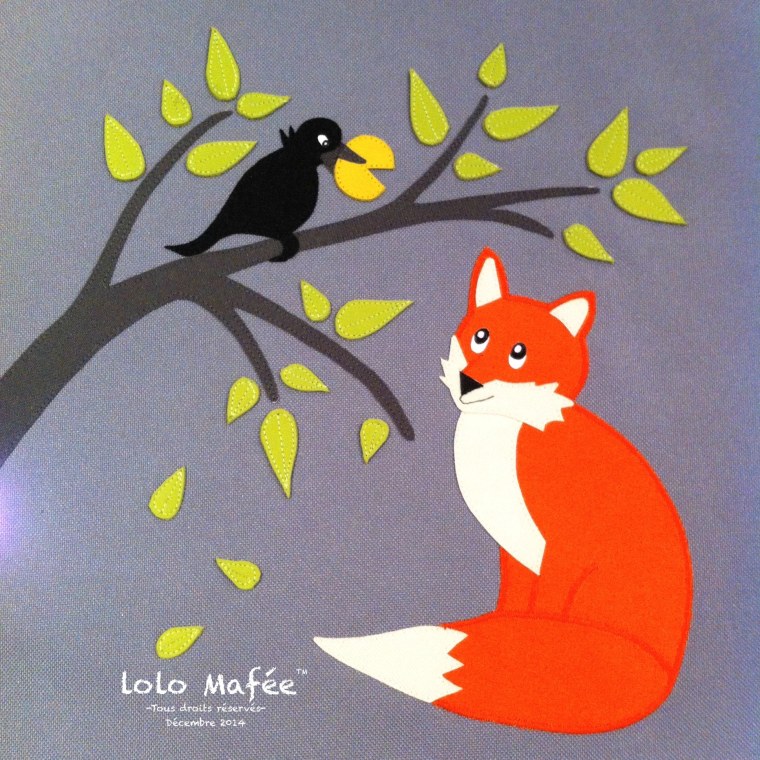 Аппликация ворона и лиса