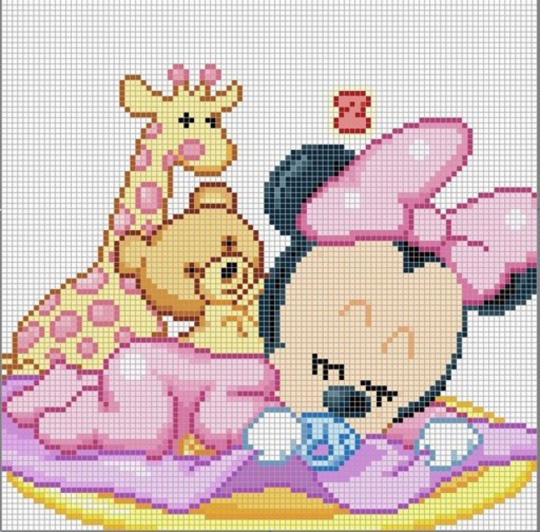 Красивая детская вышивка мультяшки