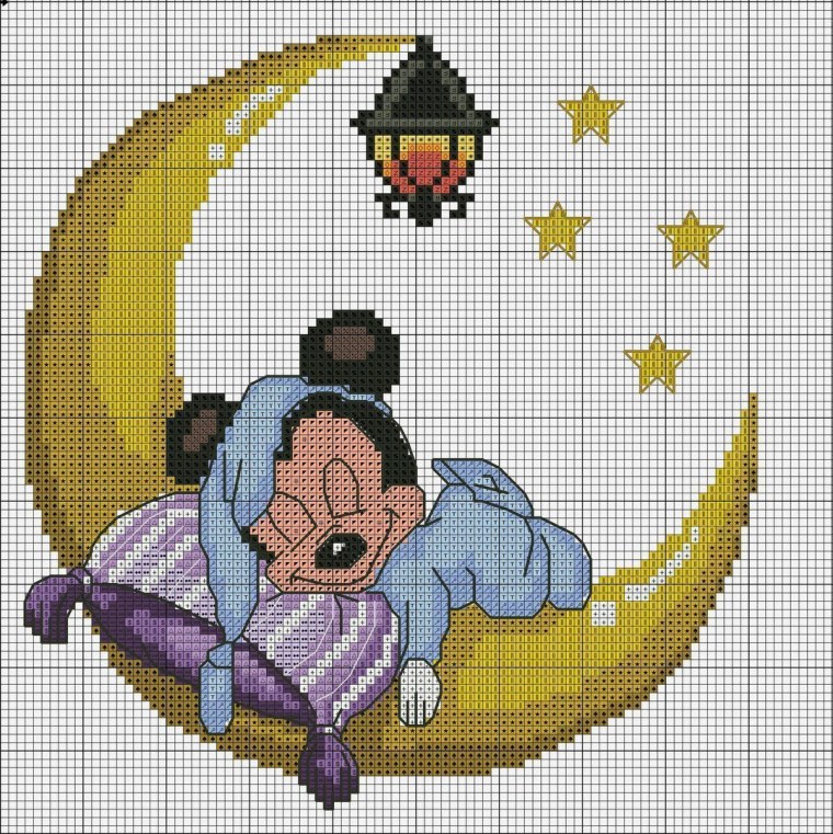 Микки Маус метрика вышивка крестом