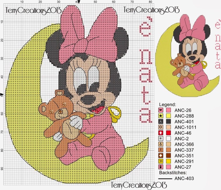 Минни Маус вышивка крестом схемы