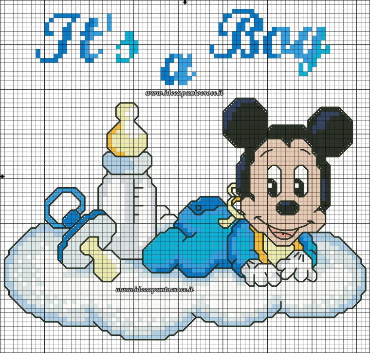 Микки Маус метрика вышивка крестом