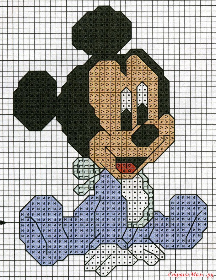 Схема вышивки крестиком Микки Маус