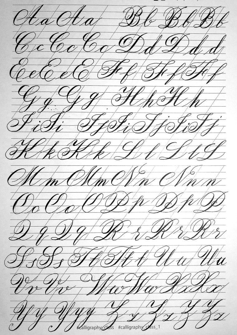 Каллиграфический почерк алфавит