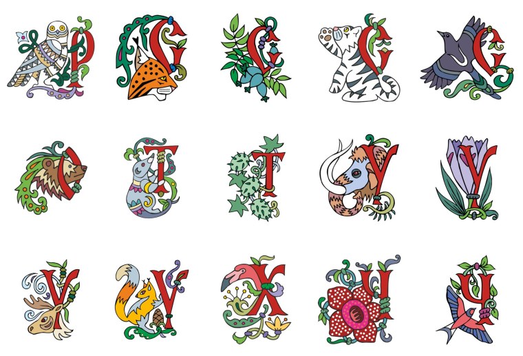 Заглавные буквы в виде животных