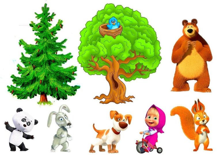 Маша и медведь дерево на белом фоне