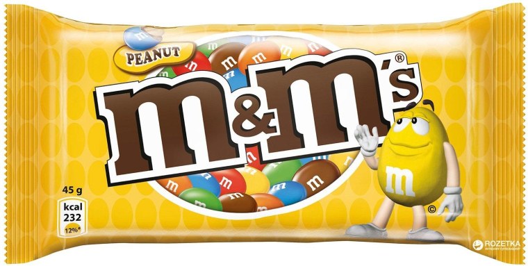 Драже m&MS молочный шоколад 45г, этикетка