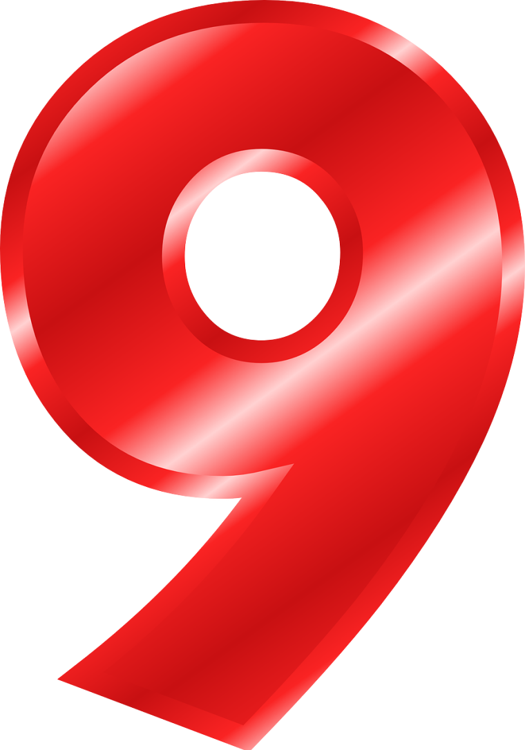 Цифра 9 красная