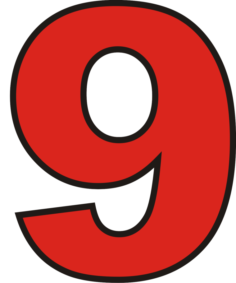 Большая красная цифра 9