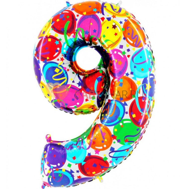 Фольгированная цифра 9, 102 см