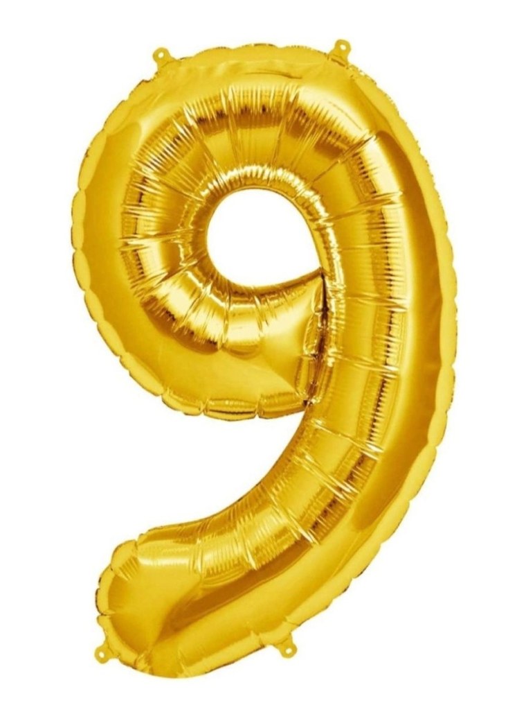 Шар надув. 40" Фольгир. "Цифра 9" золото Slim
