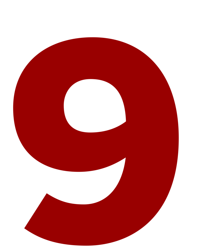 Цифра 9 без фона красная